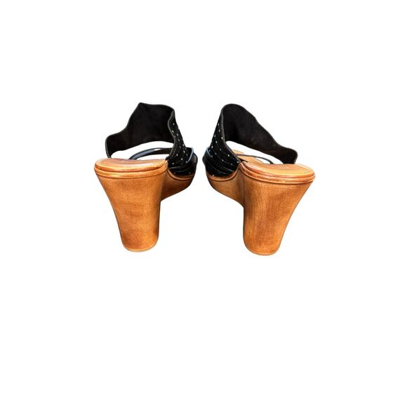 Italian Shoemakers Black Rhinestone Embellished Beachy Resort Wedge Size 7 - Picture 7 of 9